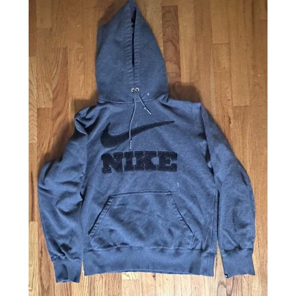 NIKE Hoodie Gray Men's S The Athletic Dept Y2K Spell Out Swoosh Pullover Sweater - Picture 2 of 16